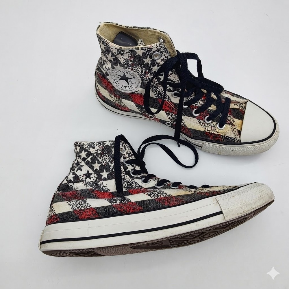 Converse Unisex Americana USA Grunge Patriot High Top Sneaker 8.5M/10.5W Flag